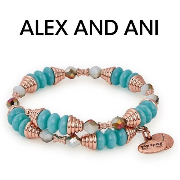 Alex and Ani OCEAN HAVEN Beachy WRAP Bangle Bracelet Shiny Rose Gold Finish - Picture 1 of 3